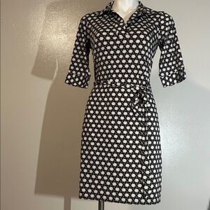 Laundry By Shelli Segal Black and White Patterned Midi Dress